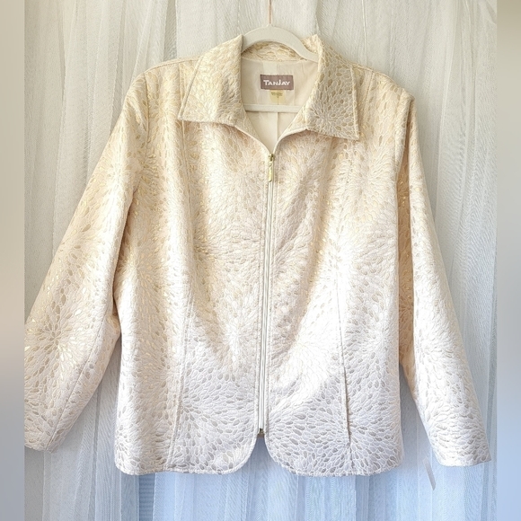 NWOT TANJAY 》Gorgeous Metallic Pearl Brocade Shacket Blazer Jacket - Picture 1 of 8